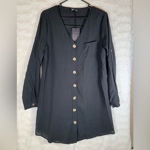 NWT CNFIO Casual Shirt Dress               Loose Button Down with Side Pockets